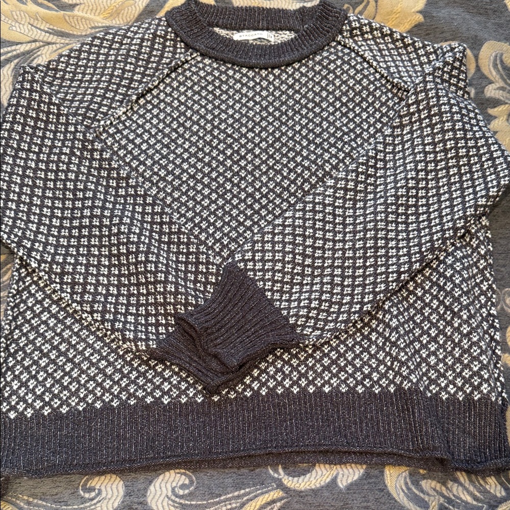 Staccato Black and White Patterned Crewneck Sweater